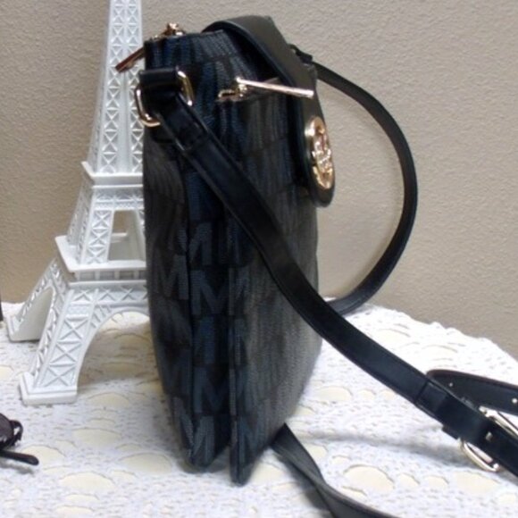 MKF Collection by Mia K Crossbody Vegan Faux Leather Bag Navy Blue - Picture 6 of 9